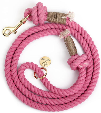 Pink Handmade Rope Leashes for Dogs Rope Dog Leash Rope Cute Dog Leash Braided Dog Leash Cotton Rope Leash for Medium Dogs Large Dogs 5FT Organic Cotton