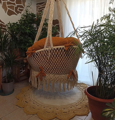 Bohemian Macrame Hanging Swing Chair - Indoor & Outdoor Hammock for Relaxing Bohemian Macrame Hanging Swing Chair - Indoor & Outdoor Hammock for Relaxing