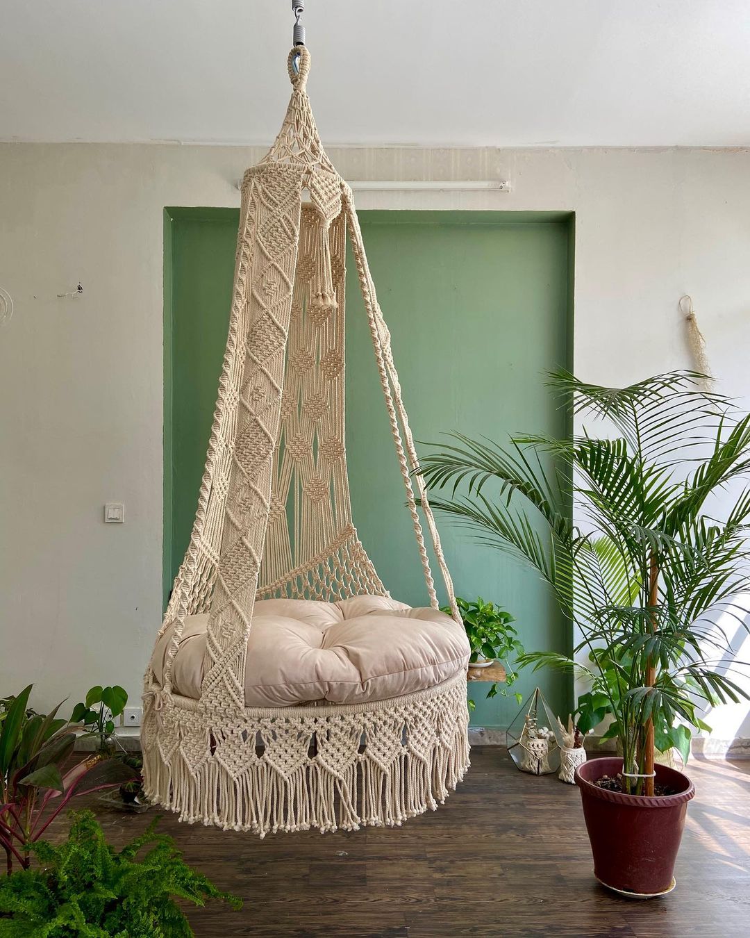 Handmade Macrame Swing Chair, Bohemian Hanging Hammock Chair