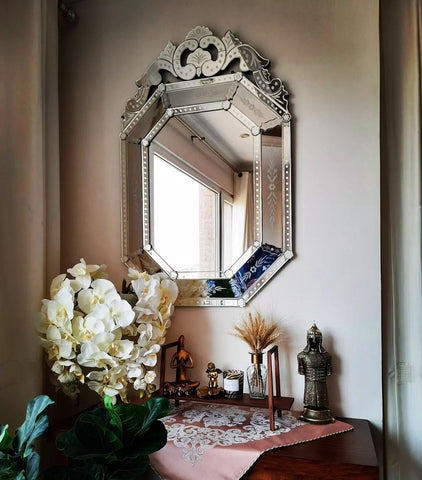 Ornate Reflections: Luxurious Beautiful Antique French Venetian Mirror Ornate Reflections: Luxurious Beautiful Antique French Venetian Mirror