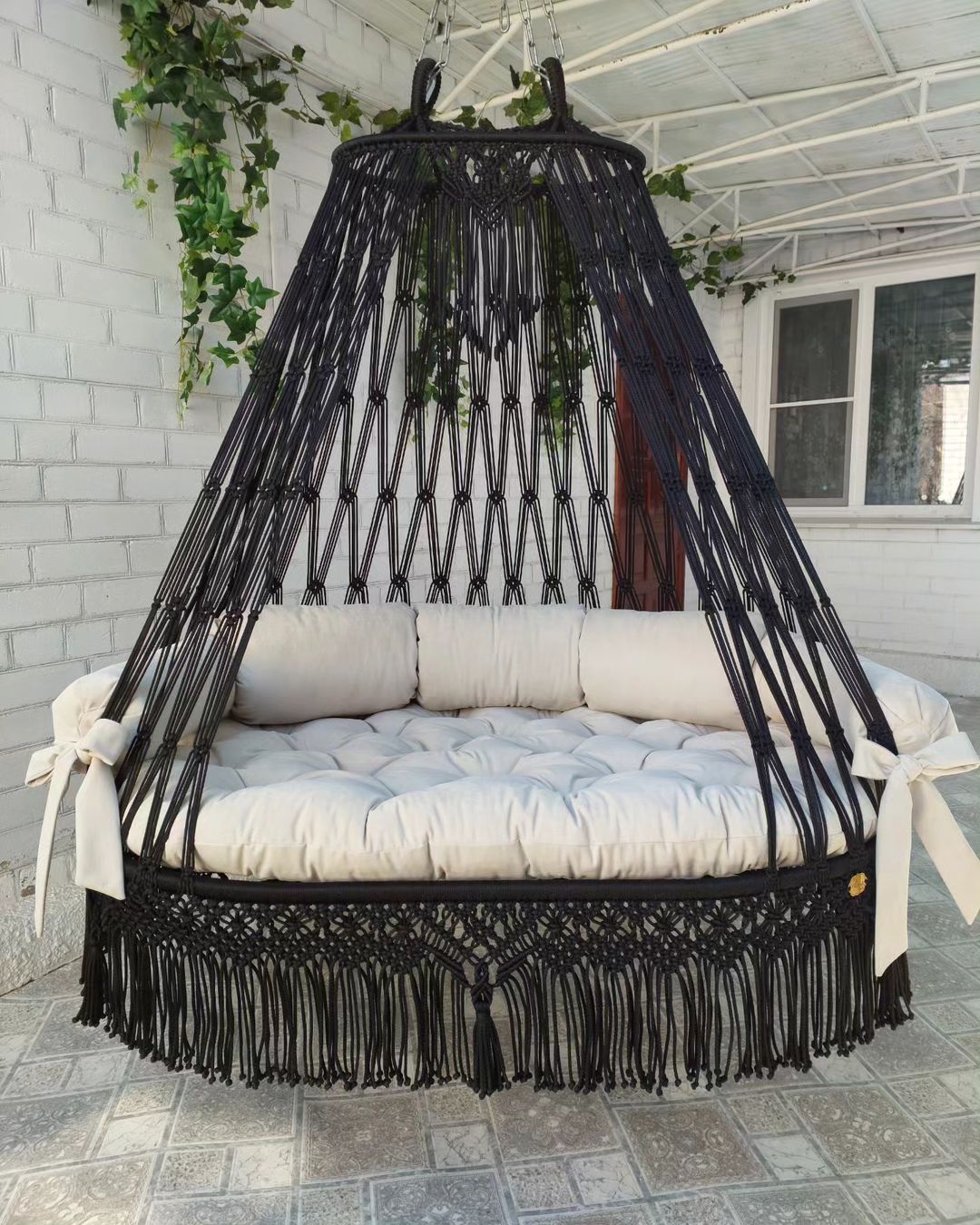 Beautiful Black Large Swing Sofa, Hanging Swing Chair Indoor and Outdoor Swing