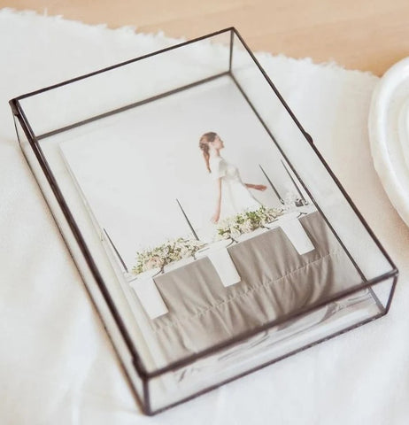 BLACK | Glass Photo Box | Photographer Box | Wedding Gift