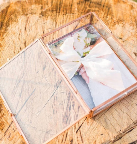 Rose Gold| Glass Photo Box | Photographer Box | Wedding Gift