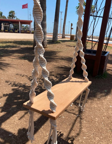 Beach Macrame Swing, Macrame Wood Swing, Wood Swing, Tree Swing Adult, Boho Swing