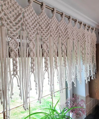 Boho window valance, Hanging decoration over bed, Wall decor