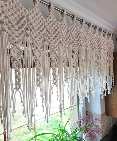 Boho window valance, Hanging decoration over bed, Wall decor
