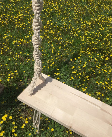 Modern macrame swing indoors outdoors rustic bohemian wooden cotton cord photography wedding