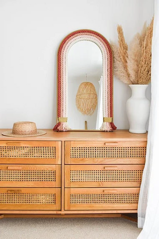 Coastal Mirror, Chunky Rope Mirror, Handmade Nautical Mirror, Rope Mirror Frame, Boho Nursery Mirror