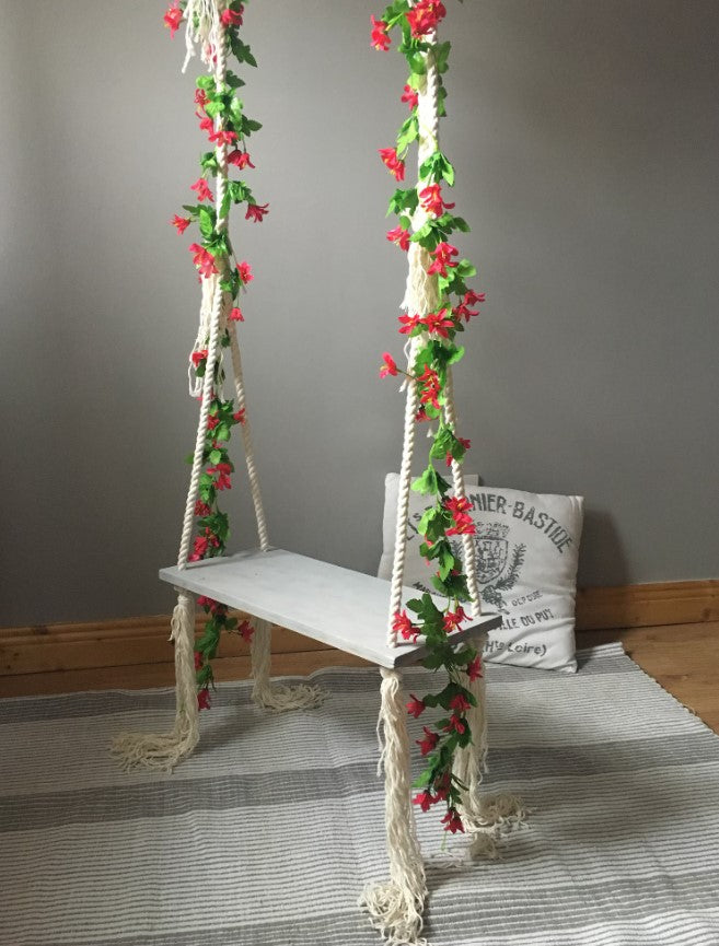 Hanging Beach Macrame Swing, Macrame Wood Swing, Wood Swing, Tree Swing