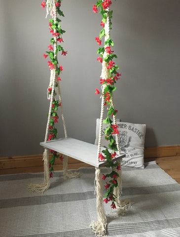 Hanging Beach Macrame Swing, Macrame Wood Swing, Wood Swing, Tree Swing