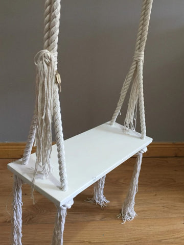Hanging Beach Macrame Swing, Macrame Wood Swing, Wood Swing, Tree Swing