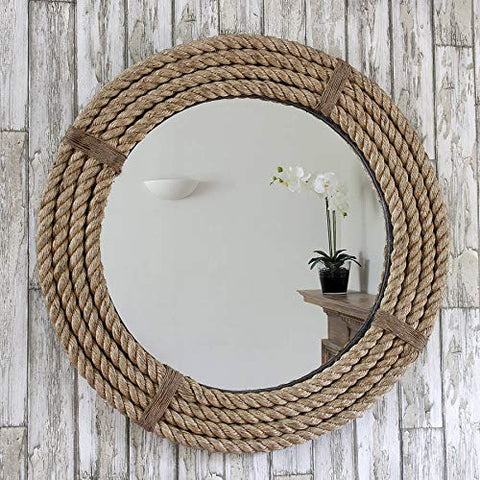 Rope Wall Mirror Wooden Wall Mirror for Home Decoration Wall Mount Mirror