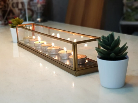 Geometric glass candle holders /Modern wedding centerpieces/ christmas decor gift ideas / Table Centerpiece - Tea Light Centerpiece