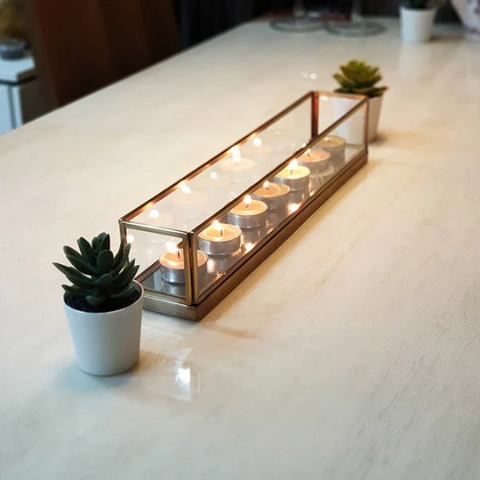 Geometric glass candle holders /Modern wedding centerpieces/ christmas decor gift ideas / Table Centerpiece - Tea Light Centerpiece
