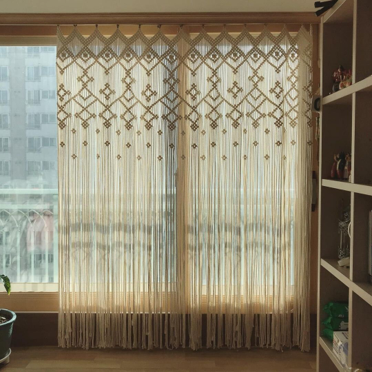 Large Design Macrame Curtain Beautiful Handmade Wall Hanging
