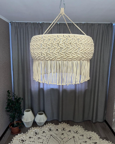 Handmade Macrame Boho light, Tassel Lamp Shade Macrame Chandelier, Bohemian Lamp Shade, Bohemian Decoration
