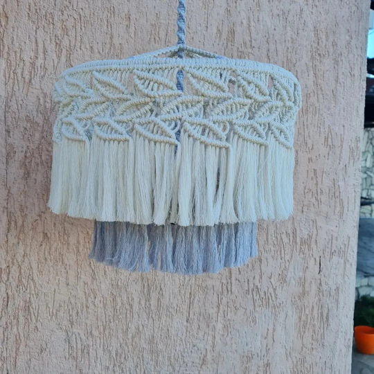 Beautiful Macrame Boho light, Tassel Lamp Shade Macrame Chandelier, Bohemian Lamp Shade, Bohemian Decoration