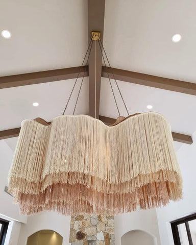Large Macrame Chandelier, Tassel Fringe Pendant Light, Living Room Decor Tassel Fringe Pendant Light, Living Room Decor , Medusa Lampshade