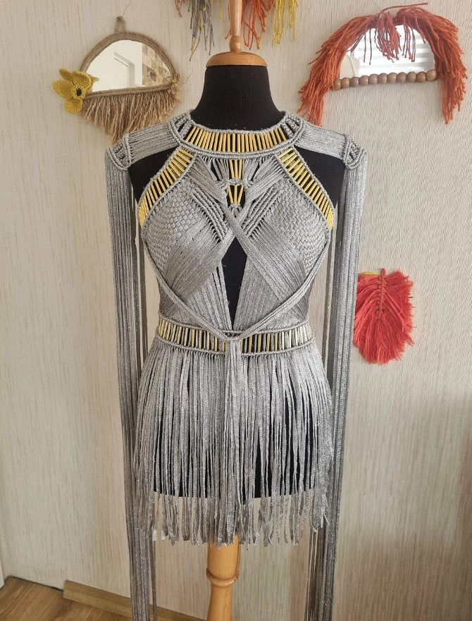 Festival Macrame Dress Burning Man Outfit Clothing buy online