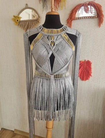 Festival Macrame dress, Burning man Outfit, Macrame dress, Festival clothing