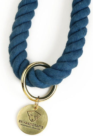 Solid Blue Color Handmade Rope Leashes for Dogs Rope Dog Leash Rope Cute Dog Leash Cotton Rope Leash for Medium Dogs Large Dogs 5FT Organic Cotton