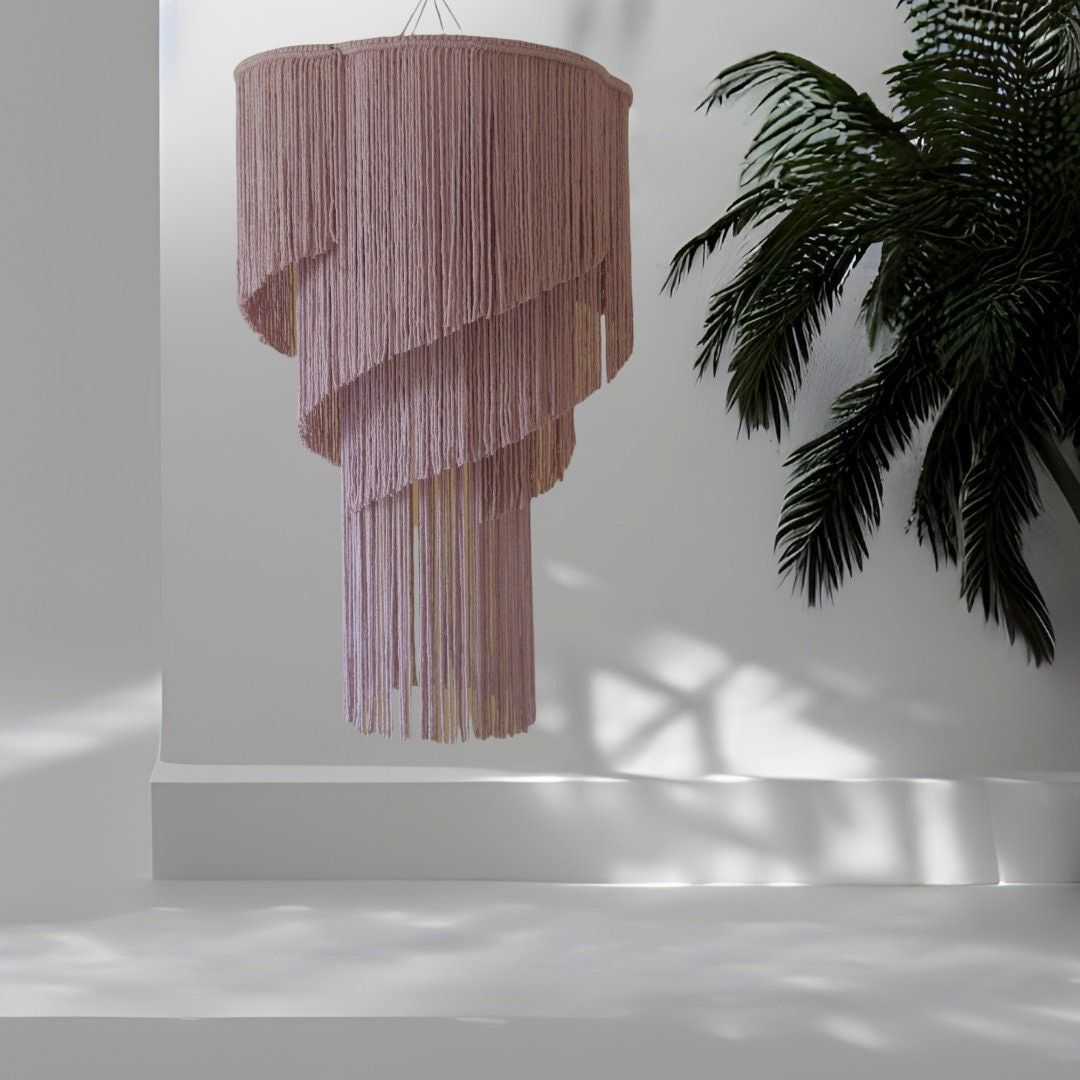 Large Woven Medusa Lampshade | Obakki Inspired Boho Macramé Chandelier