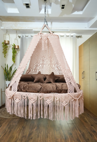 Lovely Swing Bed, Macrame Hanging Swing Chair, Bohoemian Decor