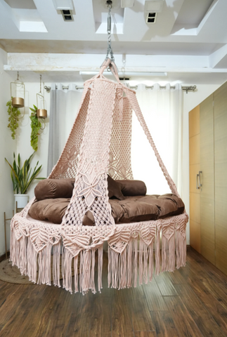 Lovely Swing Bed, Macrame Hanging Swing Chair, Bohoemian Decor