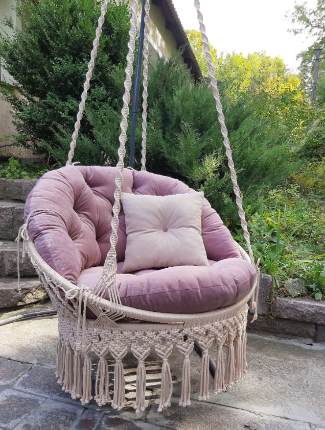 Macrame swing, Macrame hammock, Hanging woven swing