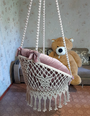 Macrame swing, Macrame hammock, Hanging woven swing