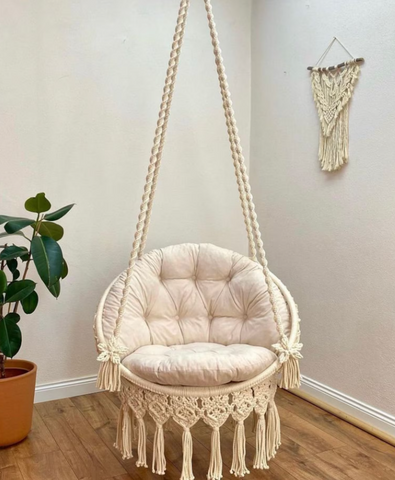 Hanging Cotton Macrame Hammock Chair, Macrame Swing Chair