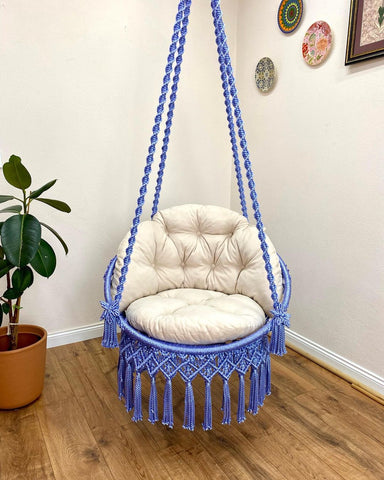 Handcrafted Macrame Hanging Swing Chair - Perfect for Garden, Patio, or Indoor Spaces