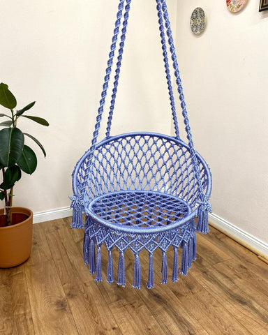 Handcrafted Macrame Hanging Swing Chair - Perfect for Garden, Patio, or Indoor Spaces