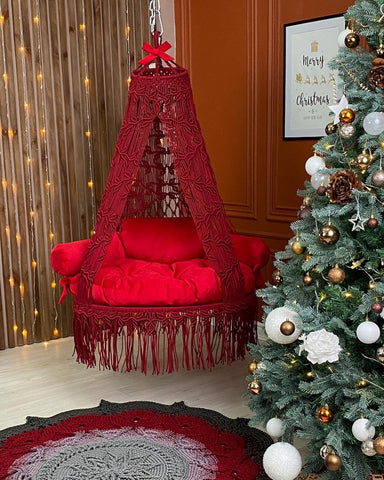 Christmas Decor Beautiful Handmade Macrame Swing Chair, Hanging Hammock Chair