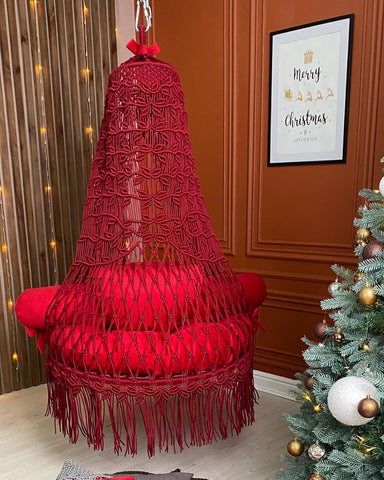 Christmas Decor Beautiful Handmade Macrame Swing Chair, Hanging Hammock Chair