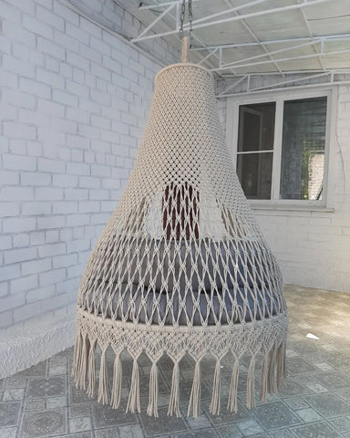 Beautiful Natural Macrame Swing Chair, Hanging Hammock Chair, Round Hanging Chair