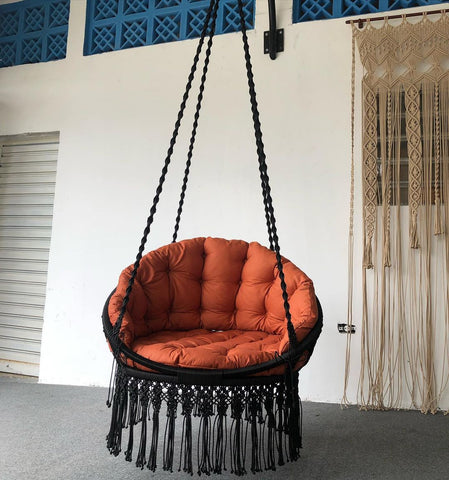 Beautiful Garden Macrame swing, Macrame hammock, Hanging woven swing