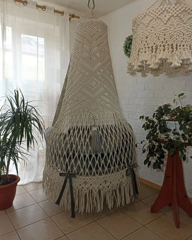 Indoor and Outdoor Bohemian Macrame Swing Chair, Hanging Hammock Swing Chair