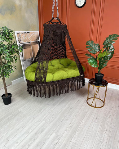 Macrame Chair Large Swing Sofa, Hanging Swing Chair Indoor and Outdoor Swing