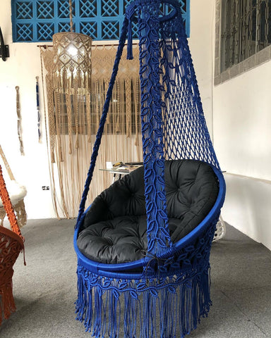 Hanging Handmade Garden Macrame swing, Macrame hammock, Hanging woven swing
