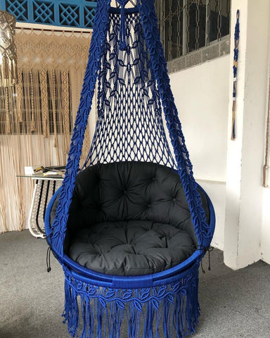 Hanging Handmade Garden Macrame swing, Macrame hammock, Hanging woven swing