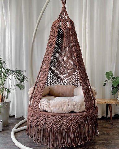 Beautiful Bohemian Macrame Swing Chair, Hanging Hammock Swing Chair