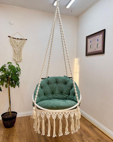 Hanging Macrame Swing Chair - Cozy Garden Hanging Chair for Indoor & Outdoor Spaces