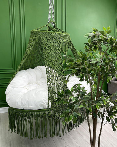 Green Chair Large Swing Sofa, Hanging Swing Chair Indoor and Outdoor Swing