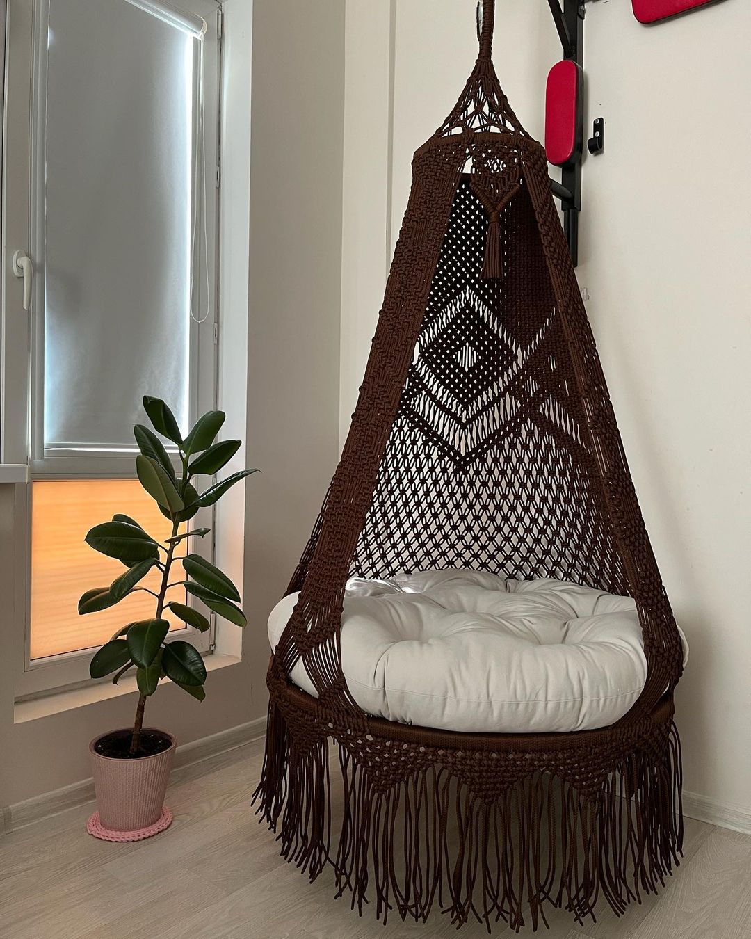 Hanging Beautiful Macrame Swing Chair, Hanging Hammock Swing Chair Garden Hanging Chair
