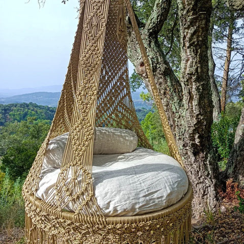 Outside Hanging Beautiful Macrame Swing Chair, Hanging Hammock Swing Chair Garden Hanging Chair