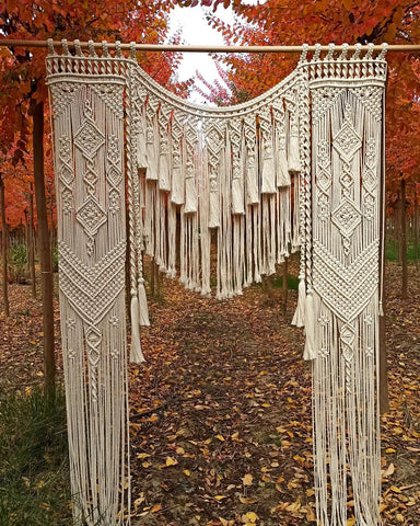 Hanging Macrame Wedding Backdrop, Macramé Wall Curtain, Wall Decoration