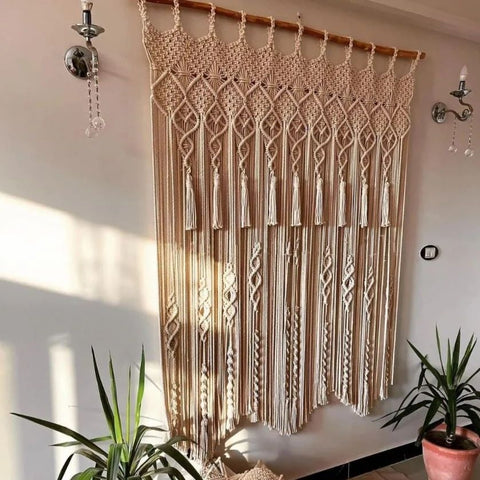 Tassel Cotton Curtain Beautiful Boho Macrame Wall Curtain Wall Hanging, Wedding decor