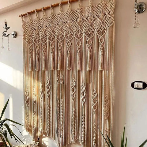 Tassel Cotton Curtain Beautiful Boho Macrame Wall Curtain Wall Hanging, Wedding decor