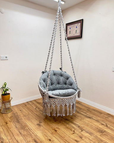 Handmade Hanging Macrame Swing Chair | Garden Hammock Chair | Bohemian Outdoor & Indoor Decor
